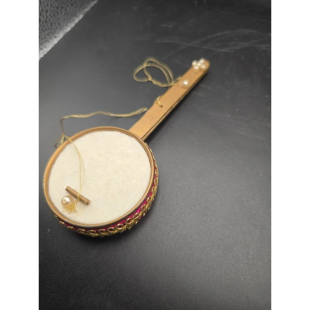 Vintage Handmade Felted Drum Christmas Tree Ornaments Pink  Set of 2 RETRO